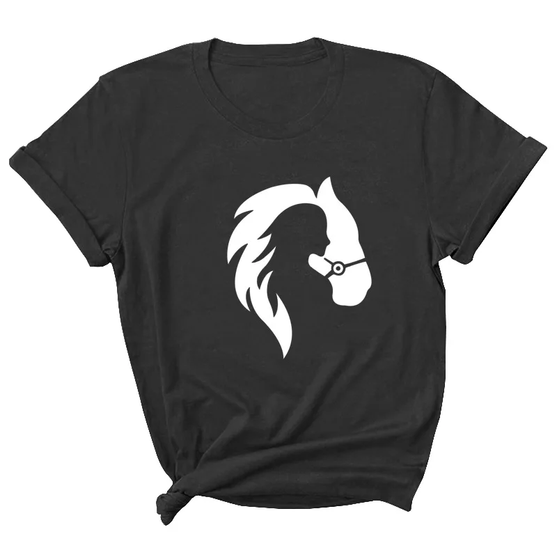 

Horse Print Women T Shirt Short Sleeve O Neck Loose Women Tshirt Ladies Tee Shirt Tops Clothes Camisetas Mujer