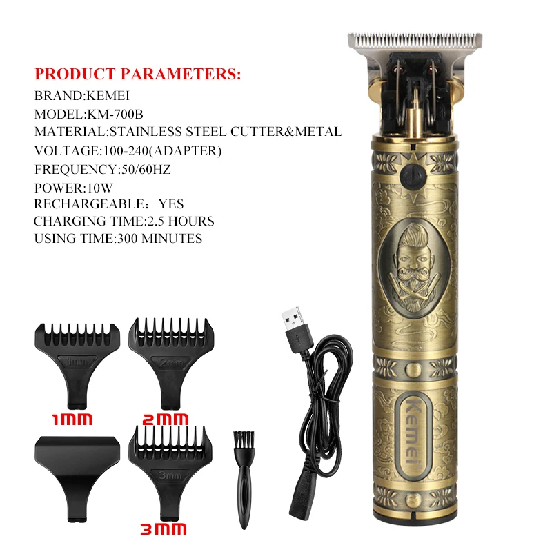 Электрическая машинка для стрижки волос Kemei Pro Li профессиональный триммер 0 мм