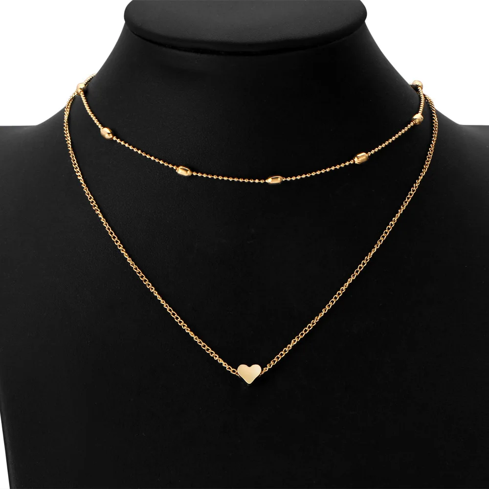 

2020 new peach heart multi-layer collar chain necklace simple Necklace Pendant Necklace gift for woman