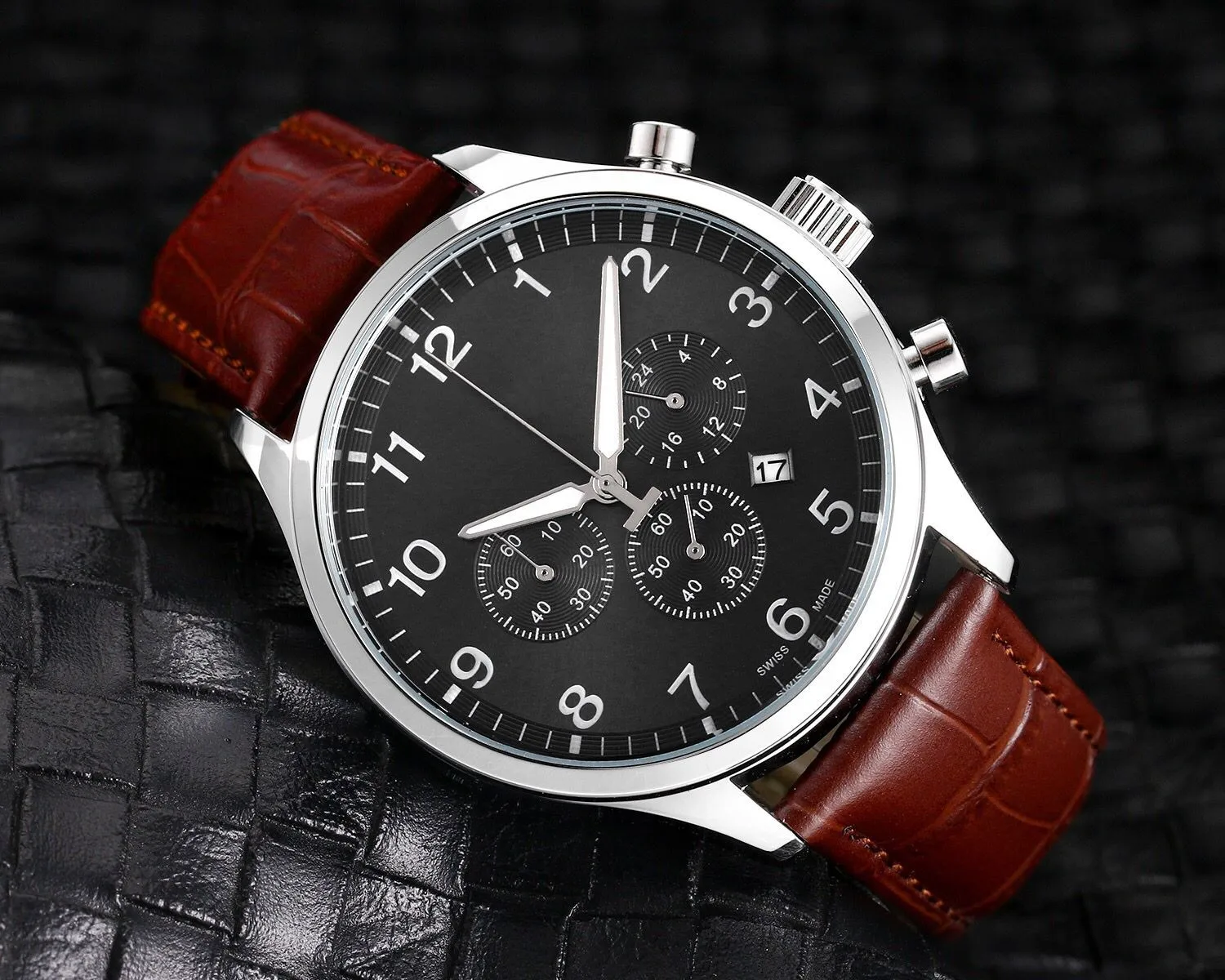 

2021 Watches Mens Top Brand Luxury Clock Casual Leathe Men Watch Sport Waterproof Quartz Chronograph