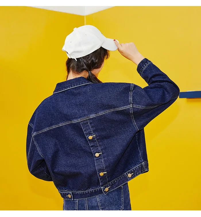 Женская короткая джинсовая куртка LEIJIJEANS, классическая повседневная темно-синяя куртка из денима c пуговицами на спине, новая модная модель больших размеров от S до 6XL