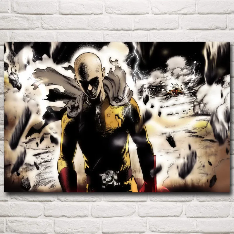 Постеры и принты в стиле аниме foocome ONE PUNCH MAN шелковая Живопись декоративные