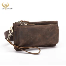 Hot Sale Crazy Horse Leather Male Small Hip Bum Cigarette Bag Design Travel 7" Phone Case Travel Fanny Waist Belt Bag Men 2019 