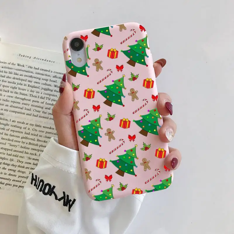 

Christmas Elk Santa Claus Liquid Silicone Phone Case For iphone 11 Pro Max X XS Max XR Solid Candy Color For iPhone 7 8 6S Plus