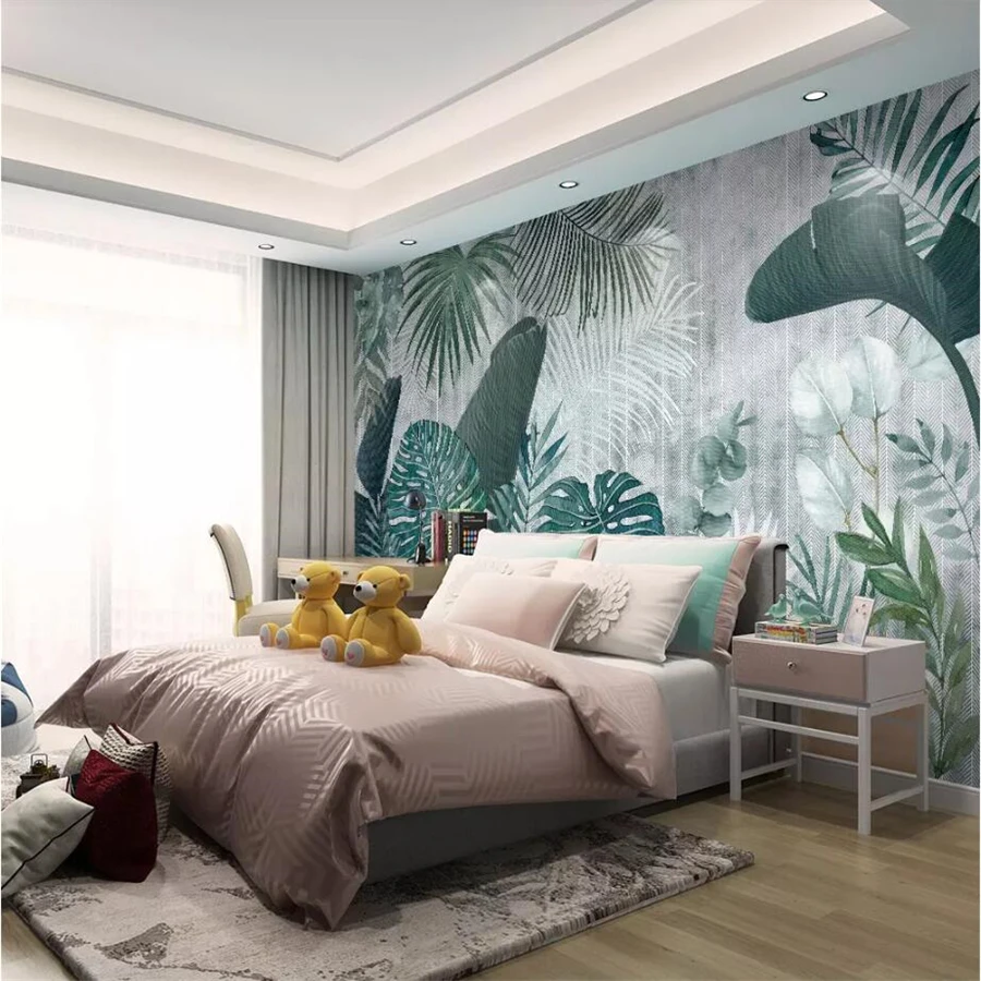 Обои на заказ 3d фрески скандинавский рисунок ручной работы тропический фламинго