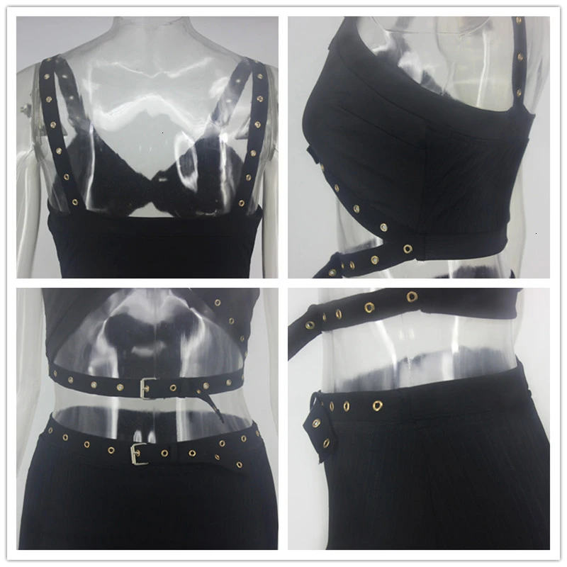 Fuedage осень 2019 сексуальный Облегающий комбинезон женский без рукавов с вырезами