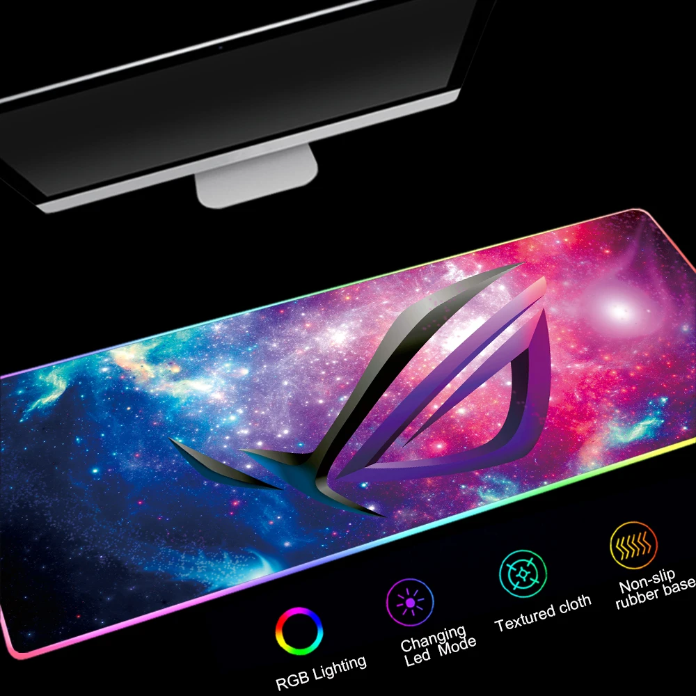 Большой игровой коврик для мыши RGB XXL компьютерный светодиодный Ной подсветкой