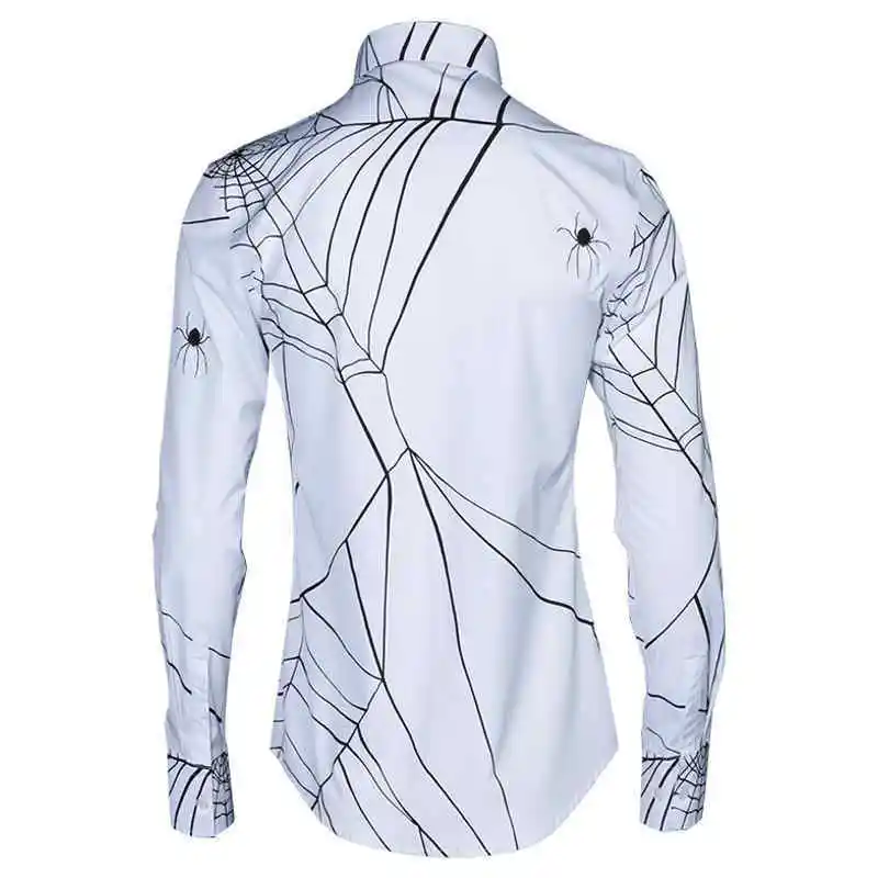 Мужская хлопковая рубашка с длинными рукавами Готическая приталенная