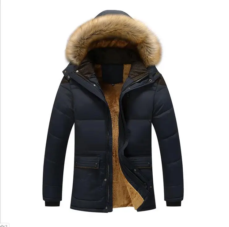 Men Coat Fur Collar Hooded Men Winter Jacket Warm Wool Liner Man Jacket Male Parkas Hair Liner Keep Warm Outwear M-7XL