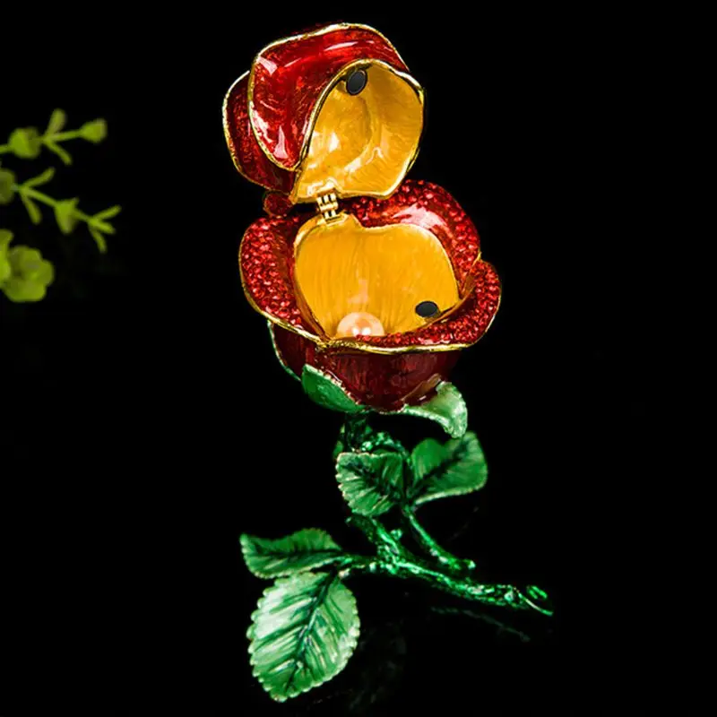 Статуэтка роза с кристаллом горного хрусталя шкатулка для драгоценностей