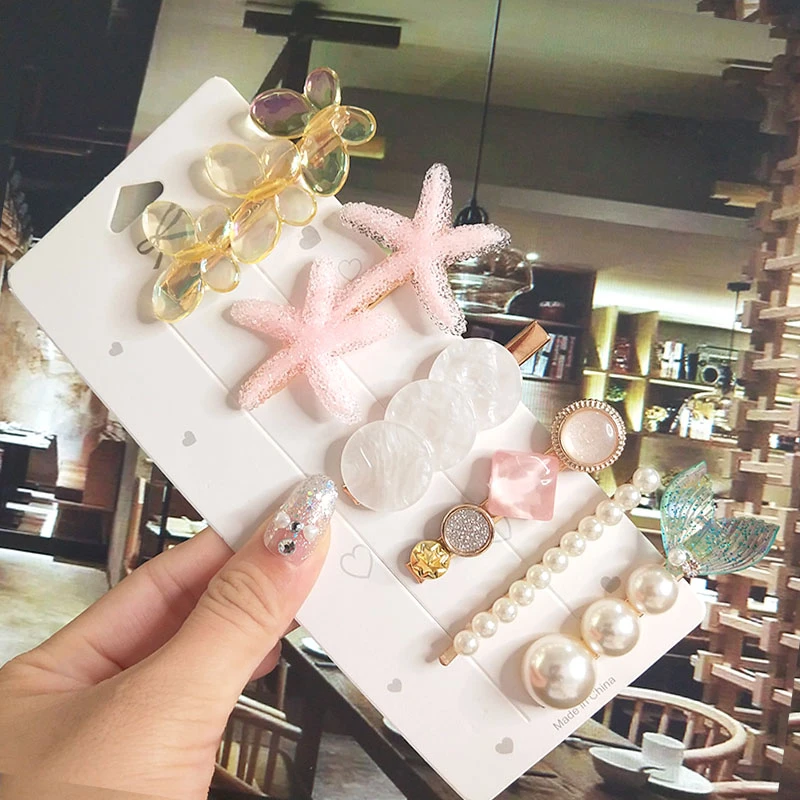 Набор женских заколок для волос модная акриловая заколка с имитацией жемчуга и