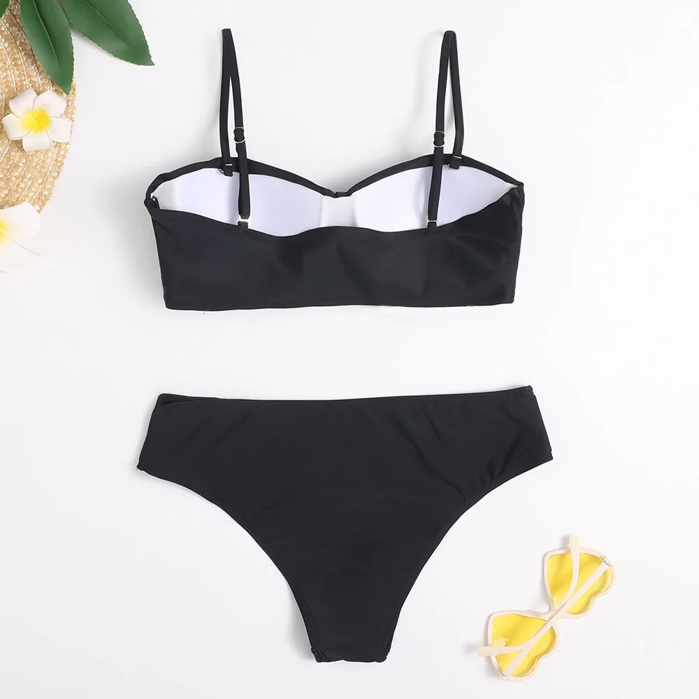 

Sexy Push Up Bikinis Set Swimwear Women Swimsuits Bathing Suit Women Off Shoulder Biquini Bottom Ring Beach Wear Bikini
