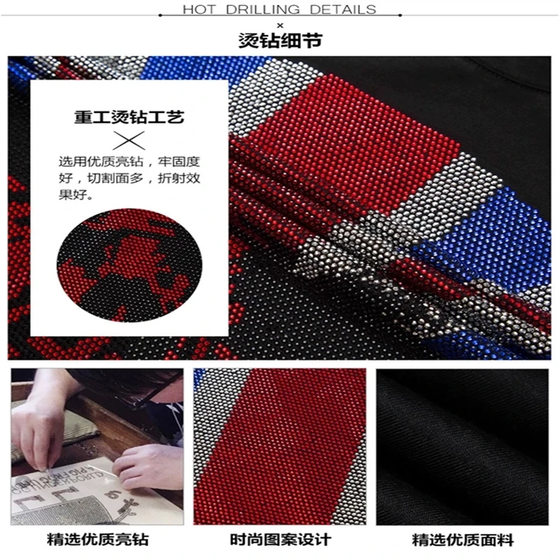 

2021 New Hot Style Black Rhinestone Men's Knitted Sweater Winter Round O Neck Korean Thick Pullover