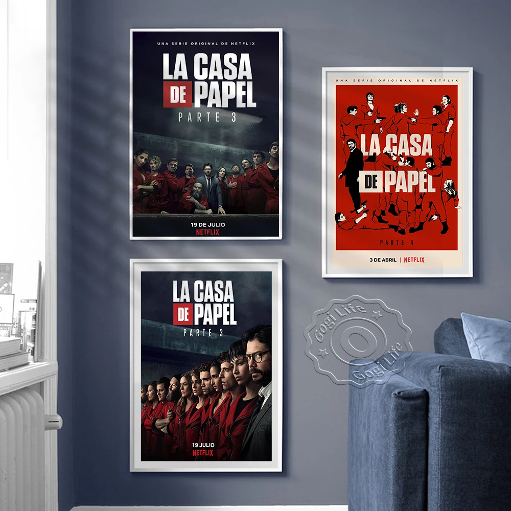 

Spain Crime Teleplayla Casa De Papel Season 4 3 Canvas Painting Art Poster, Vintage Art Club Home Decor Mural, Fans Collection