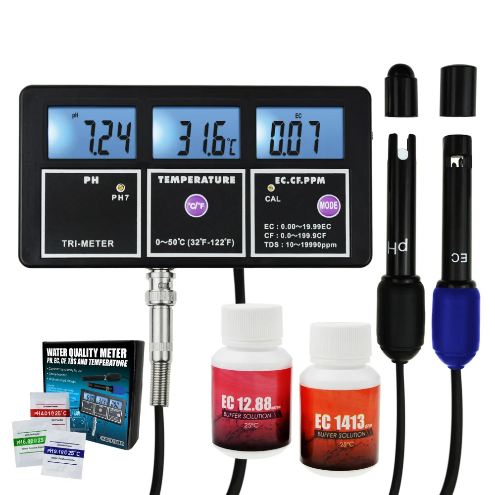 Тестер качества воды 5 в 1 PH EC CF TDS(ppm) измеритель температуры аквариумов