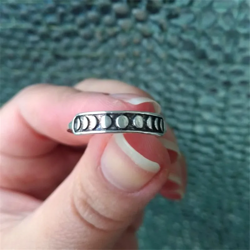 Женское винтажное обручальное кольцо из 100% серебра 925 пробы с фазой Полумесяца |