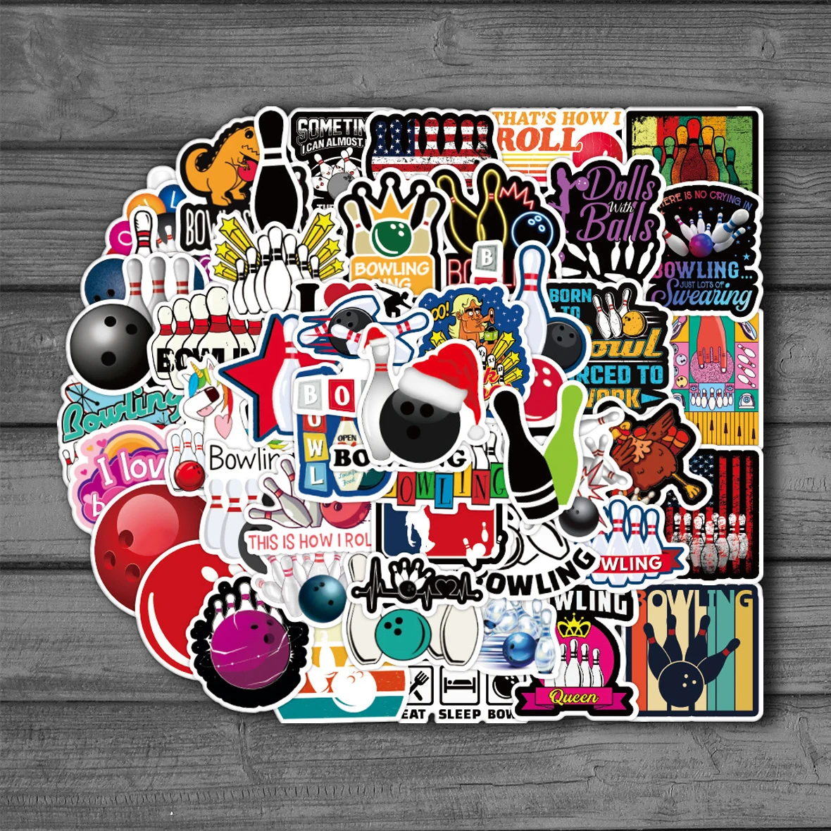 

50 шт., водонепроницаемые наклейки для блокнота с рисунком Боулинга