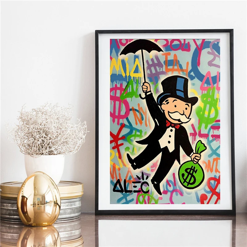 

Alec Monopolies Riding Money Pop Art Canvas Painting Print Bedroom Home Decoration Modern Wall Art Oil Painting Poster Pictures