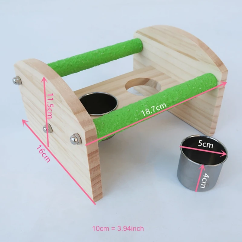 

Bird Perch Playgym with Stainless Steel Feeder Cups Bowl Parrot Finch Cage Stand