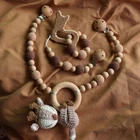 3 шт.компл. детская коляска для поездок подвесная цепочка для пустышки, деревянная браслет для прорезывающихся зубов погремушка, игрушка для кормления