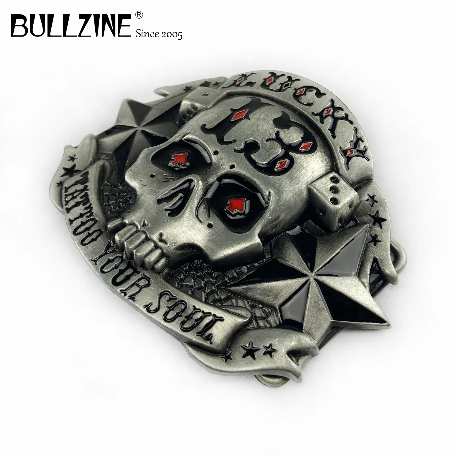 В Bullzine оптовая продажа Lucky 13 крутые пряжки ремня с оловянной отделкой FP 02790