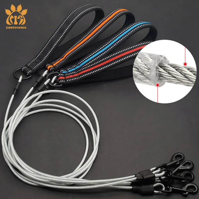 

Anti-Bite Steel Wire Dog Traction Rope Reflective Wire Dog Leash Samoyed Golden Retriever Dog Leash Safety,Comfort,Durable