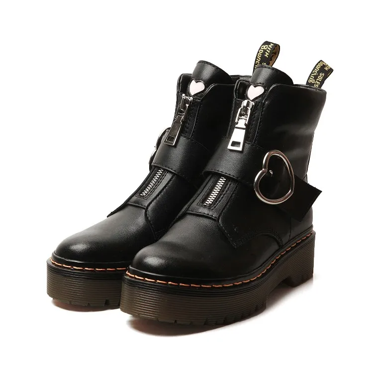 Ботинки PXELENA женские из натуральной кожи дизайнерские криперы на массивной