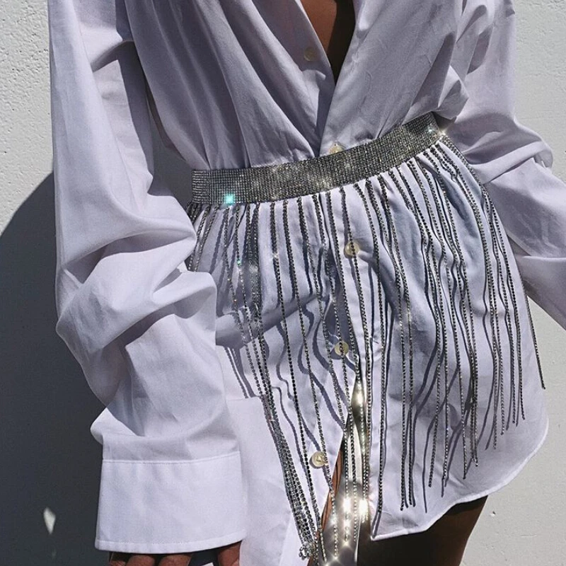 

Diamond Tassels Belt Hip Scarf Skirts Wrap Rhinestone Tassel Dancing Belly Dance Waistband Boho Crystal Chain Fringe Belt