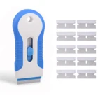 Инструмент для очистки от пыли FOSHIO, скребок для бритвы + 10 шт. лезвий для духовки, оконная тонировка, пленка для удаления автомобильных наклеек, виниловый скребок для обмотки стекол