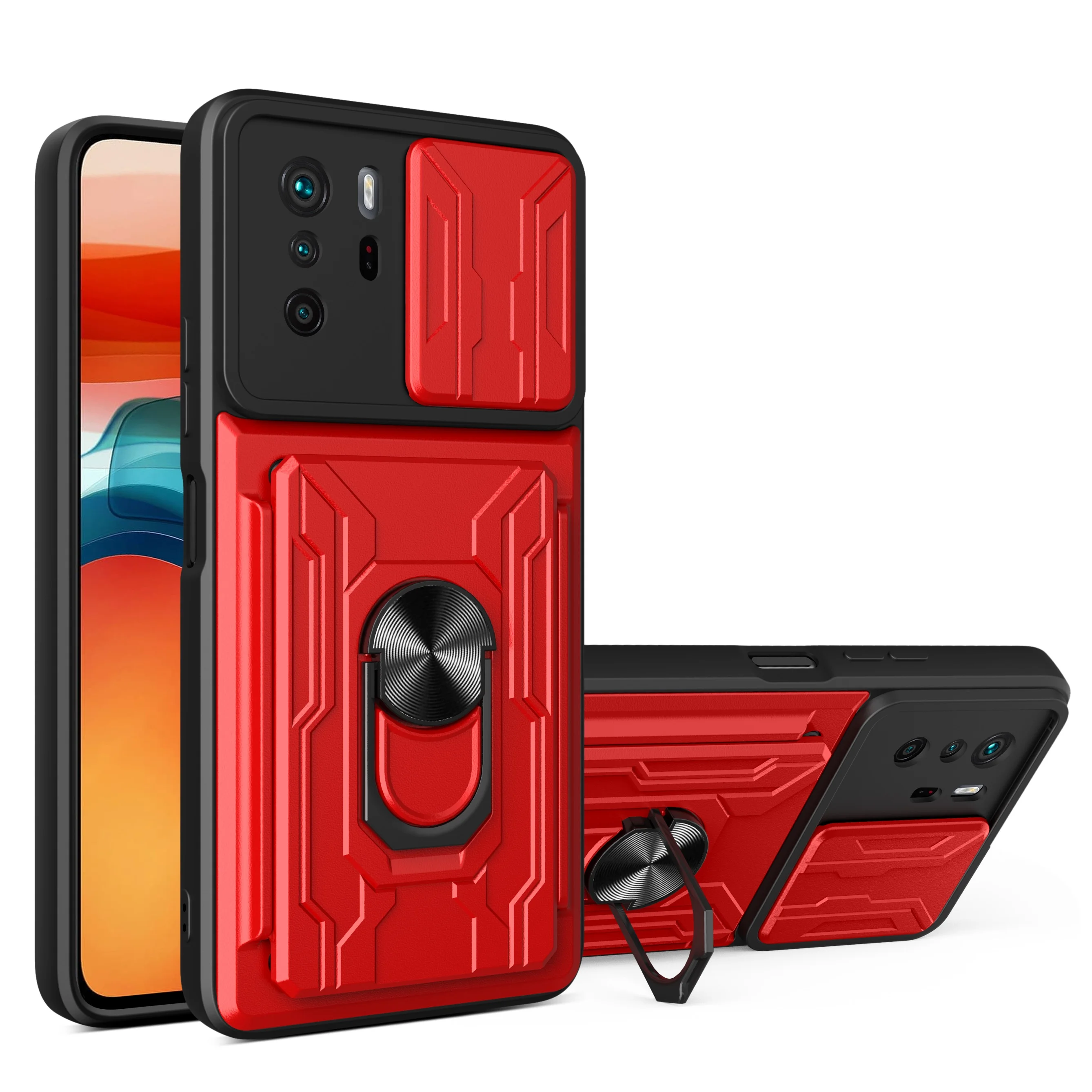 

Shockproof Armor Phone Case For Xiaomi Redmi Note 11 10 Pro Plus 5G Multifunction Card Package Car Magnetic Stand Protect Cover