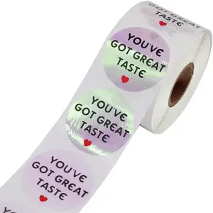 Наклейки Серебристые голографические, 1,5 дюйма, 500 шт. в рулоне