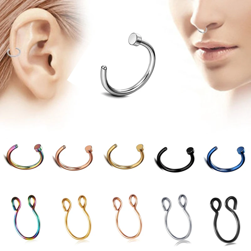 2019 горячая распродажа 1 шт. из нержавеющей стали Модные клипсы кольцо для носа