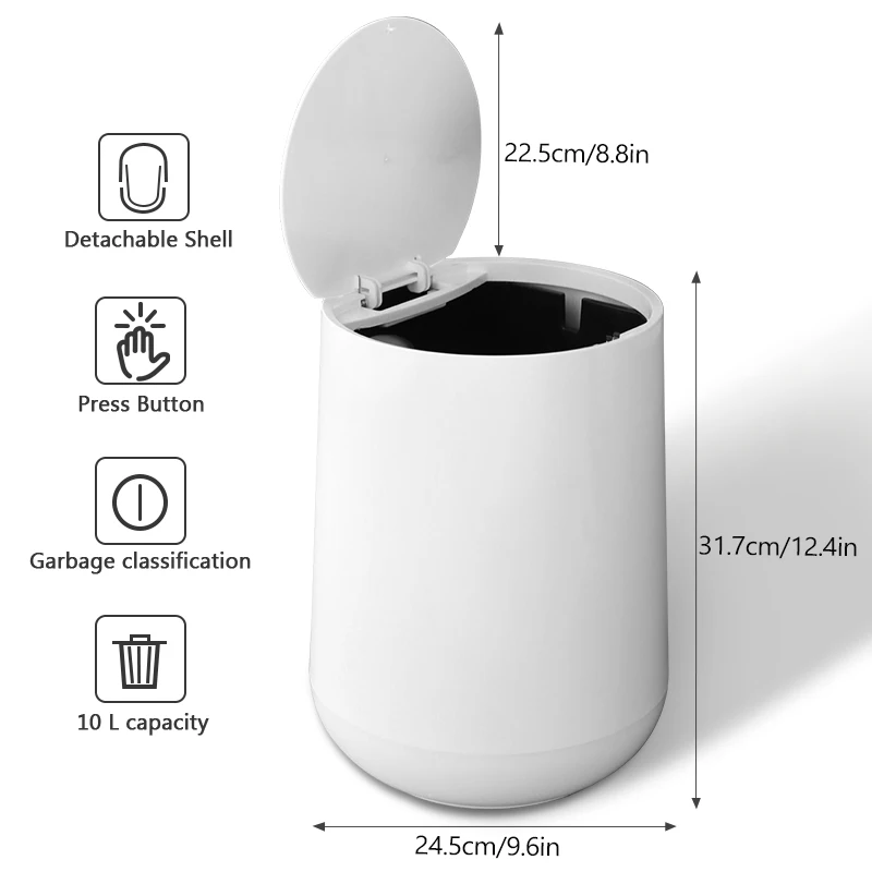 Сухое и влажное разделение круглая мусорная корзина для кухни гостиной туалета