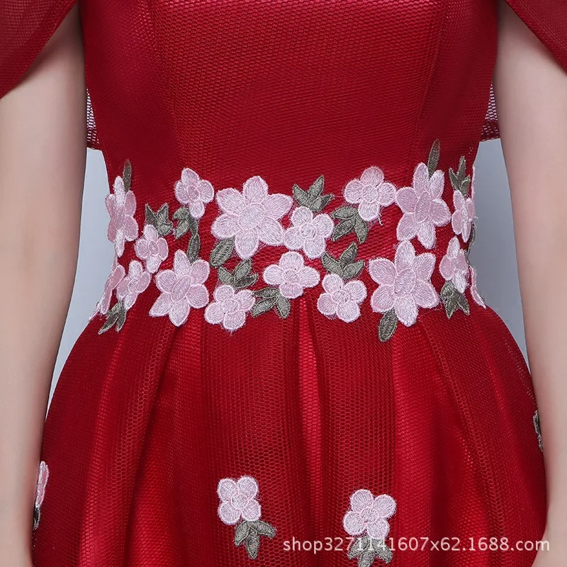 Robe de soiree/бордовое вечернее платье со шнуровкой и аппликацией Короткие Длинные