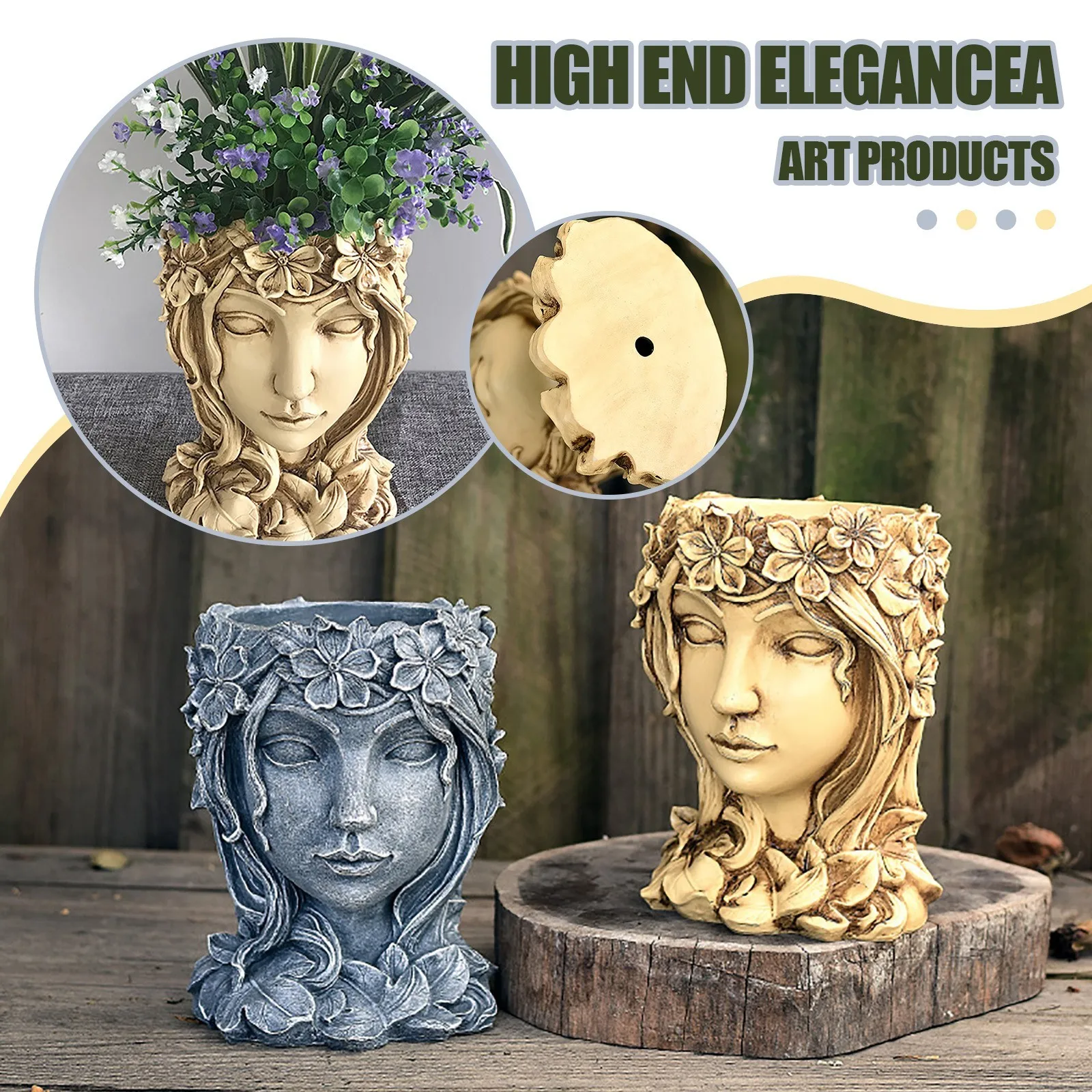 

New Creative Resin Sculpture Crafts Girl Model Succulent Flower Pots Living Room Desktop Ornaments Home Balcony Vase Decorations