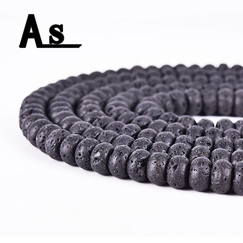 Бусины Asingeloo из черной лавы бусины натурального вулканического камня
