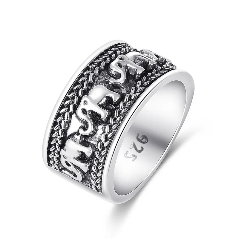Antique Silver Ring Кольцо в стиле панк, золото, серебро, для женщин и мужчин, уникальный резчик, полый слон, кольцо, антикварные ювелирные изделия, подарки - Цвет основного камня: Antique Silver Ring