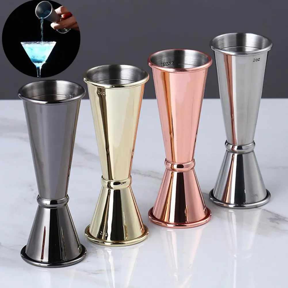 

Stainless Steel Measuring Cup Double-head Curled Edge Cocktail Shaker with Scale