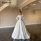 Элегантные пляжные свадебные платья с длинными рукавами А-силуэта 2021, Длинные вечерние свадебные платья с круглым вырезом, платье принцессы в стиле бохо для вечерние ринки