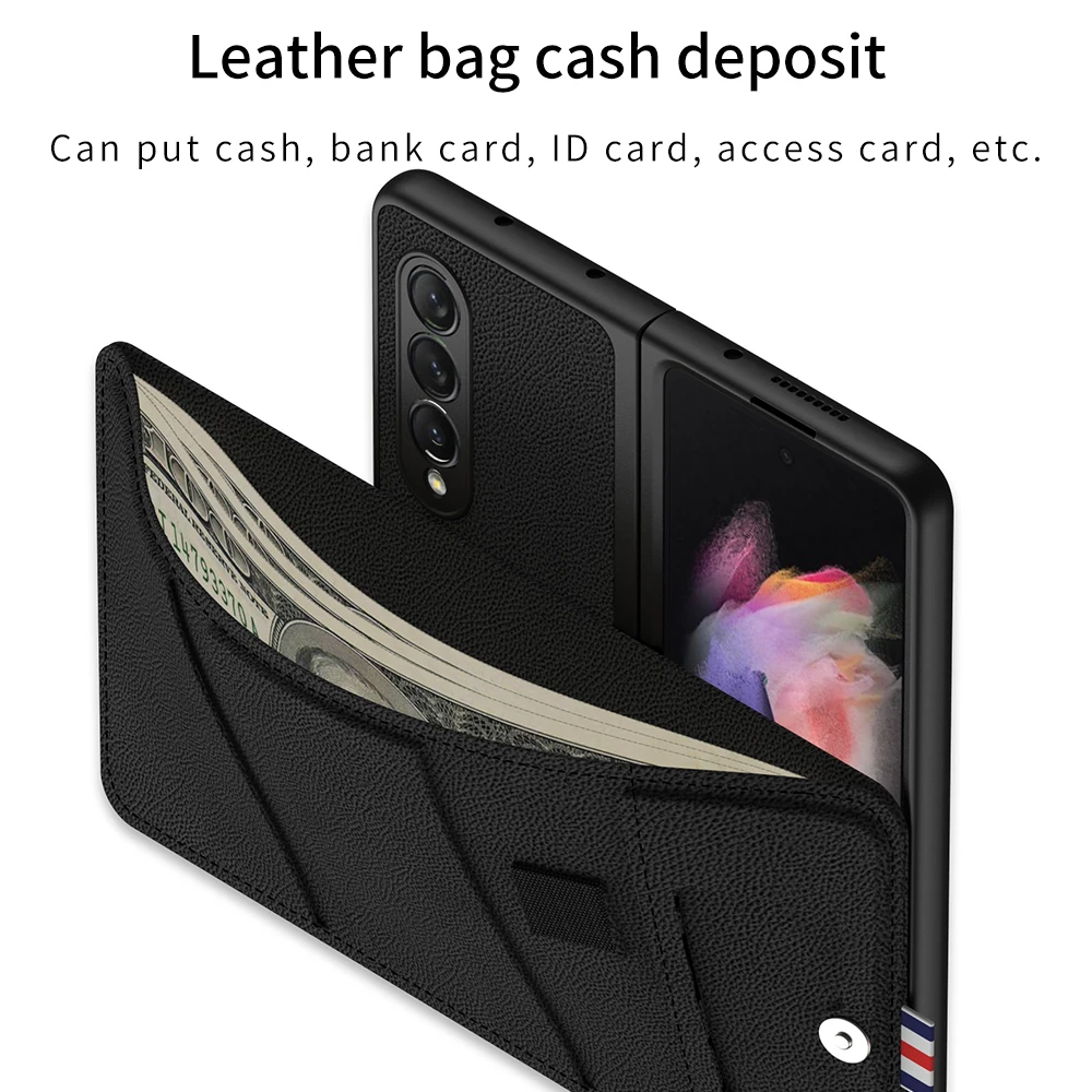 Funda plegable para S Pen Edition para Samsung Galaxy Z, carcasa con 3 ranuras para tarjetas, billetera con atracci&oacute;n magn&eacute;tica y S Pen Slot Only Case-4