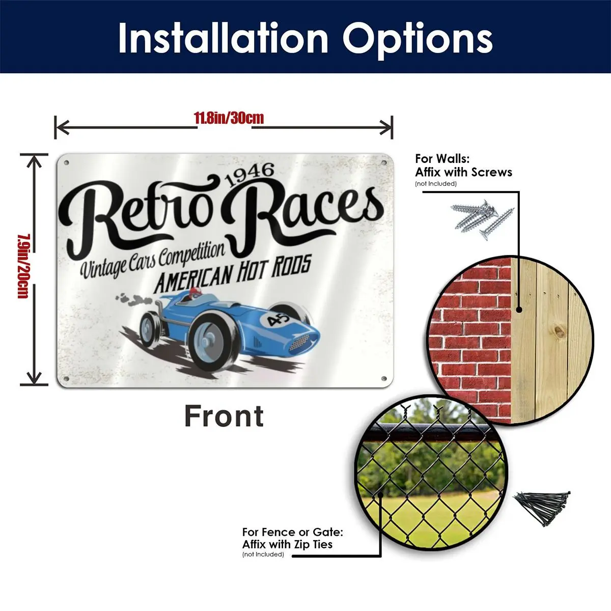 

Retro Races Sign 11.8*7.9 In One Size Metal Tin Signs For Home Decor