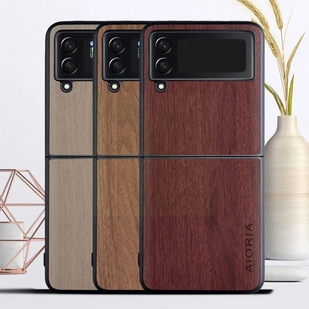 

Suitable For Samsung Galaxy Z Flip 3 5G Mobile Phone Wood Simple Phone Case Grain Retro Mobile Case L0T6