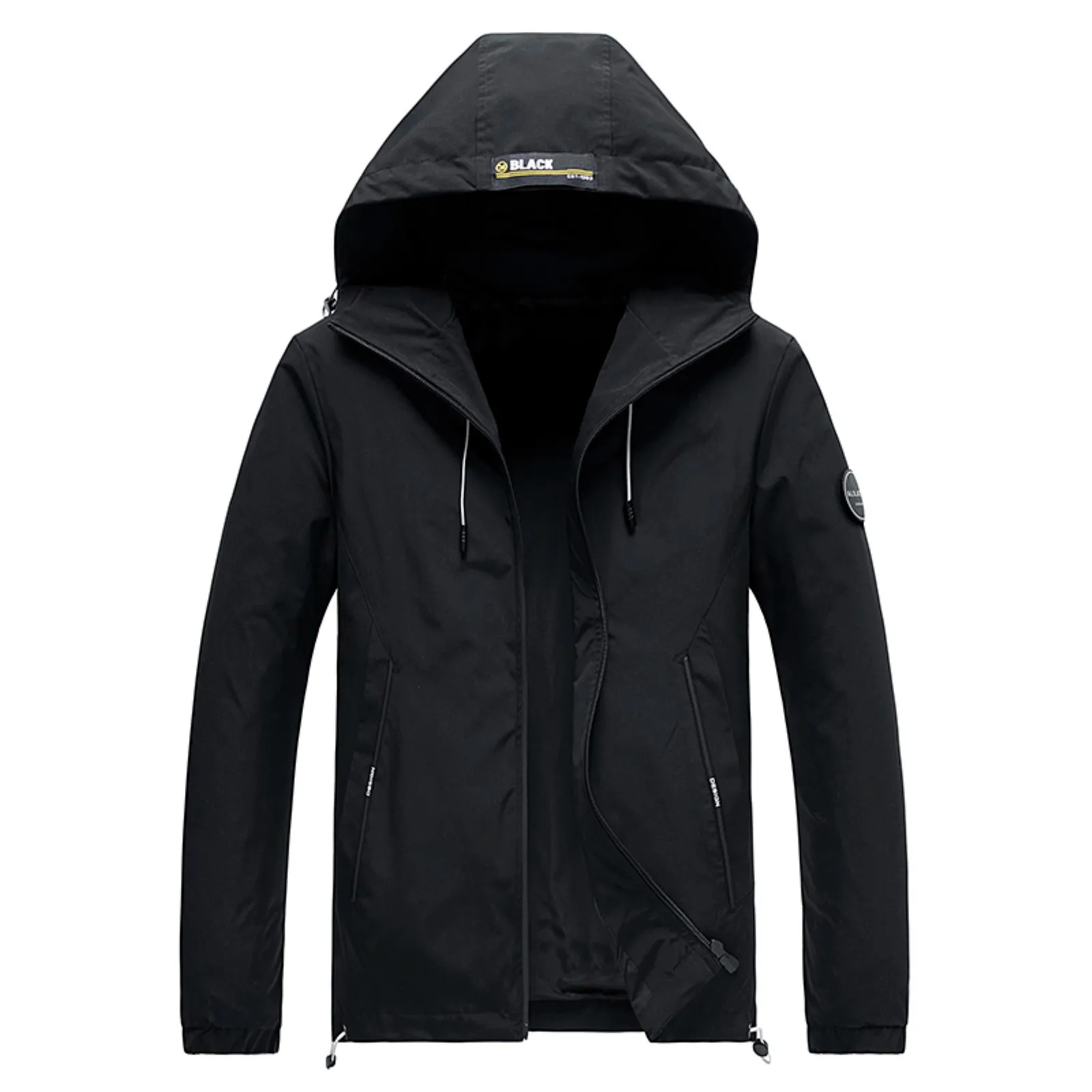 

Классические мужские темно-синие куртки, ветровка, спортивная водонепроницаемая куртка на молнии, однотонные легкие куртки, Прямая поставк...