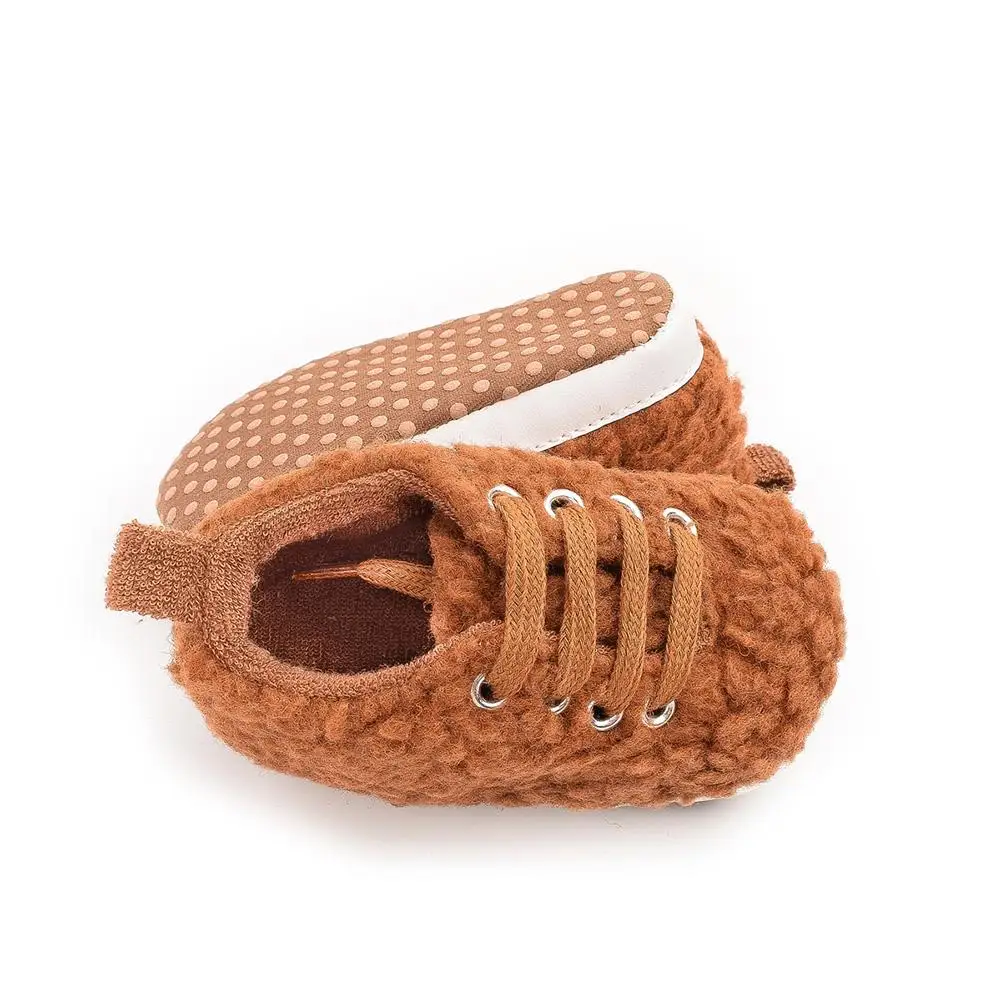 

Warm Baby Prewalker Lovely Non-Slip Shoes Lamb Cashmere Thicken Soft First Walkers Solid Color Infant Warm Autumn Winter Shoes