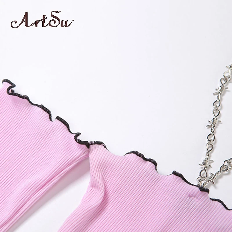 

Artsu Fashion Cute Sexy Print Letter Female Rib Knit T Shirt Women Spring Summer Slim Stretch Basic Club Streetwear ASTS83046