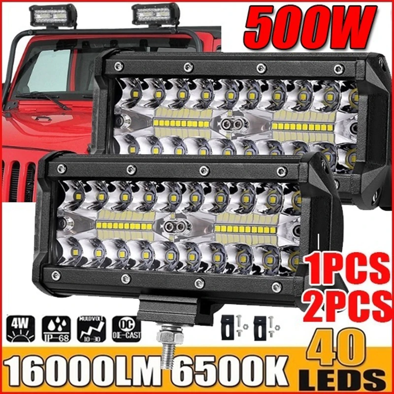 

500W 7''Car LED Work Light Bar Spot Flood Beams Combo For Off-road SUV Truck