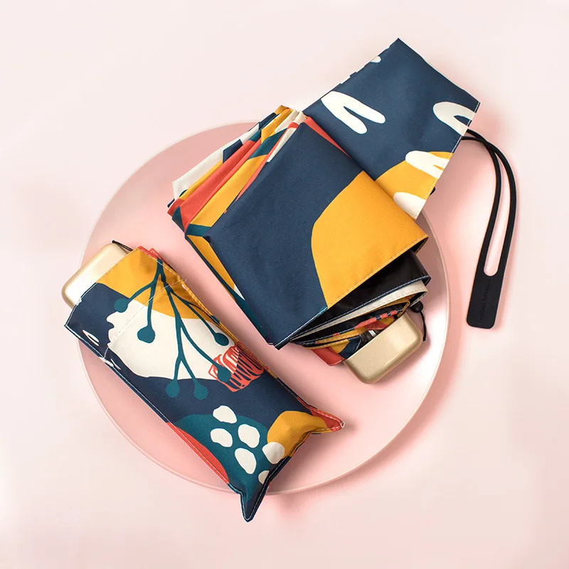 

Портативный мини Плоский прозрачный зонт от дождя, женские зонтики с узором растений, маленькие зонтики для девочек, детский зонтик от солн...