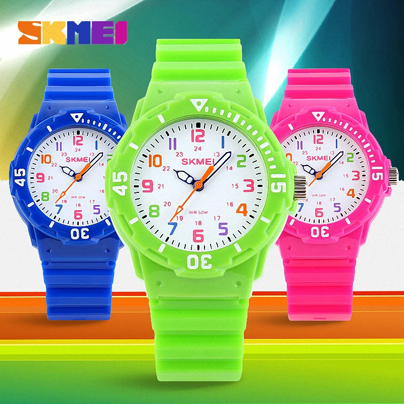 

SKMEI Fashion Casual Kids Watches 5bar Waterproof Quartz Wristwatches Jelly Kids Clock Children Watch montre enfant 1043