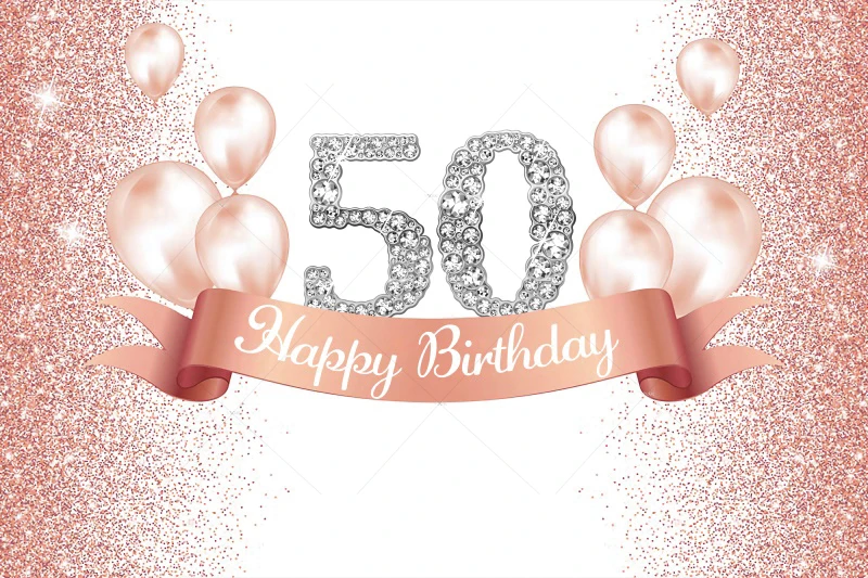 Фон для фотосъемки с изображением розового золота 50-го дня рождения женские