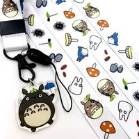 new anime printed keychain lanyard gray cute lanyard for usb id badge holder keys card cell phone wallet camera for women men